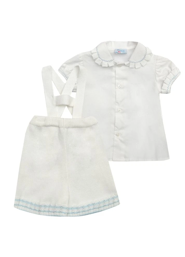 Белый костюм: рубашка, шорты на бретелях bebe (5304) Foque
