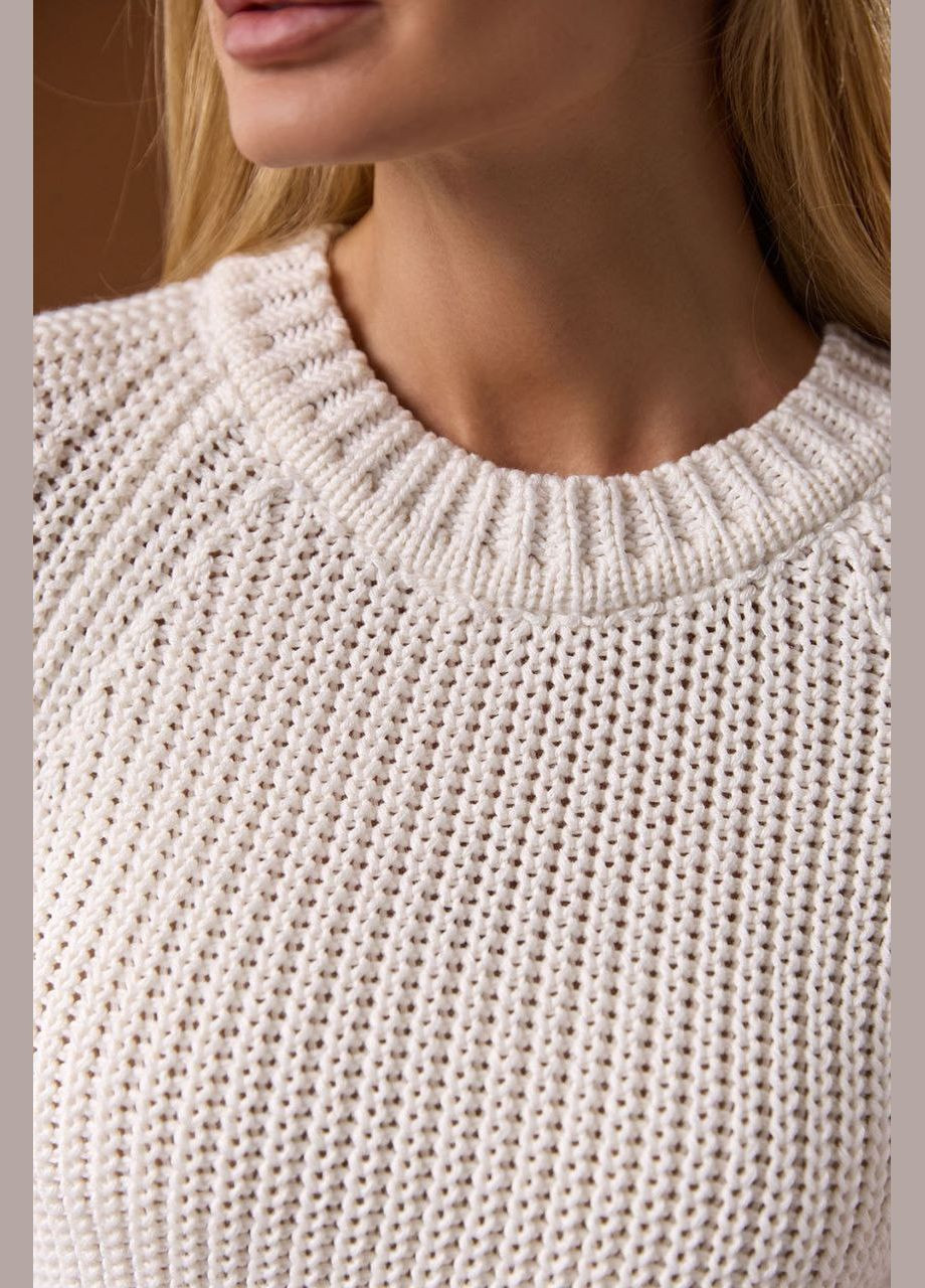 Молочний демісезонний светр джемпер з натуральної бавовняної пряжі джемпер Triko Bakh