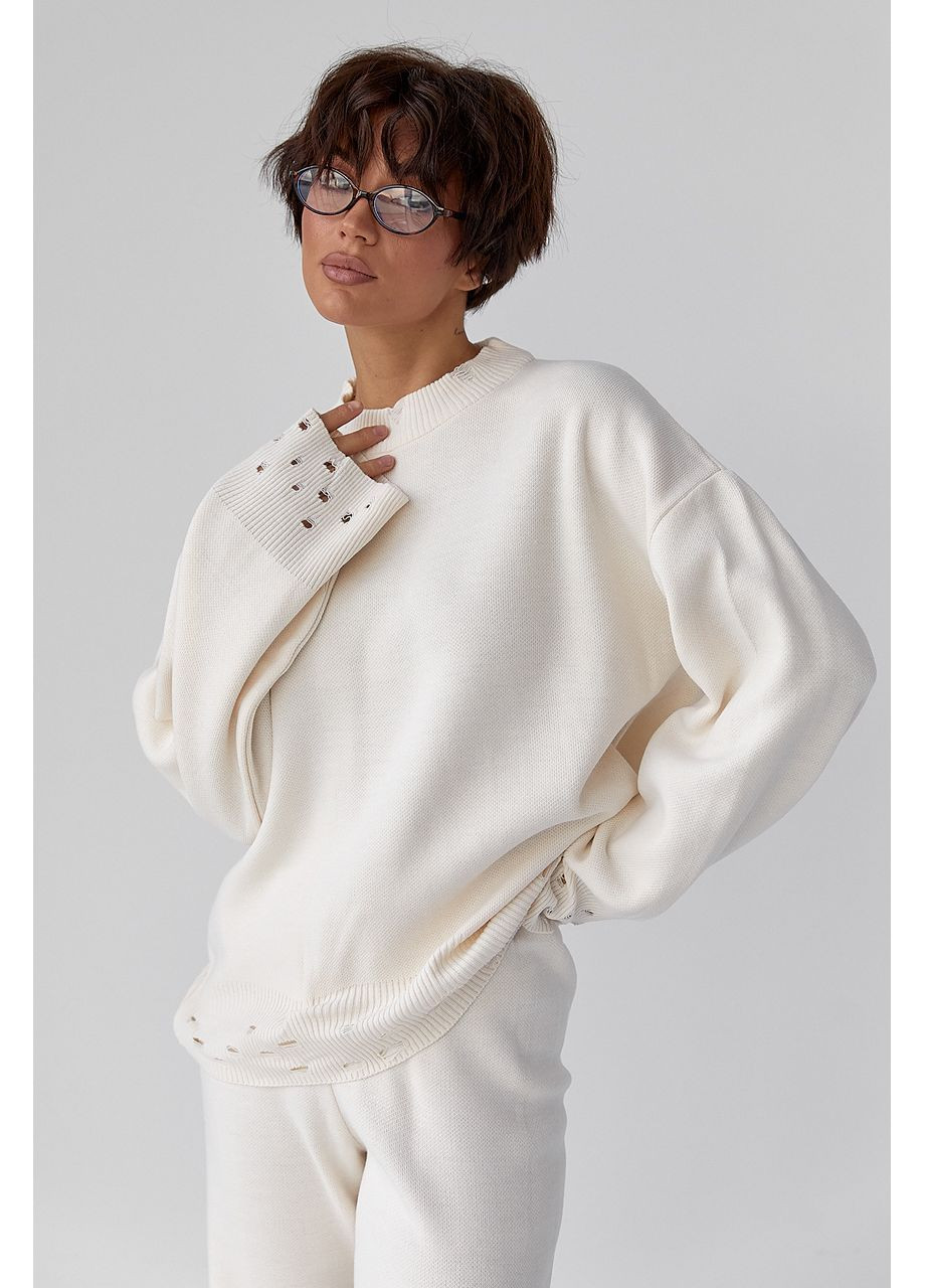 Трикотажний костюм із рваним ефектом - сірий колір Lurex (364967869)