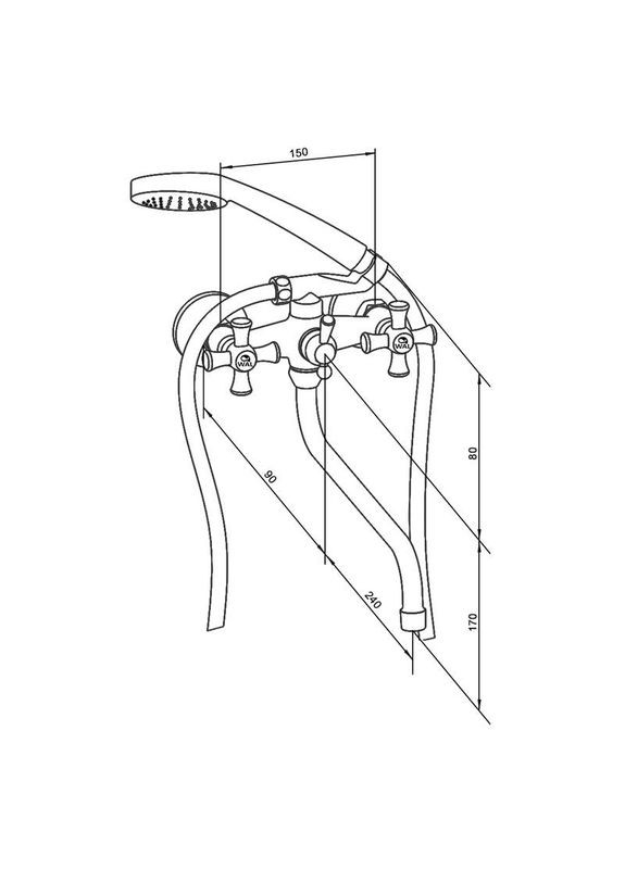 Смеситель для ванной кран в ванную длинный излив LEO2C427 Вал смеситель кран для ванн WAL (314540112)