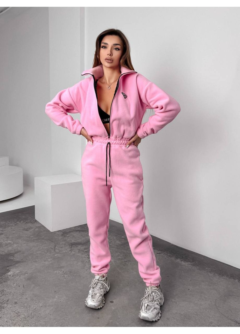 Женский теплый комбинезон из флиса розового цвета 35891 Fashion (368153134)