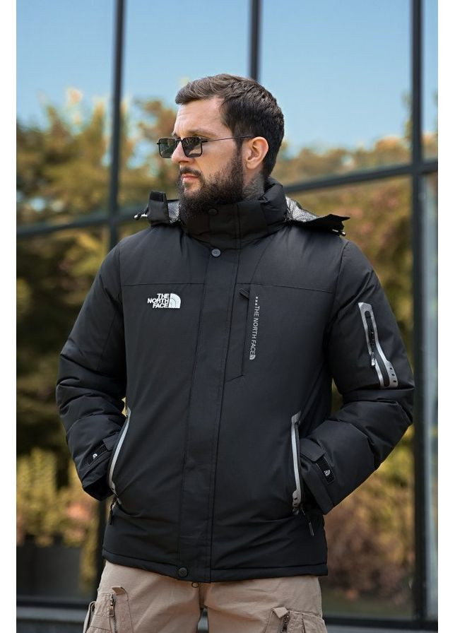 Черная зимняя стильная мужская куртка the north face зимняя черная No Brand