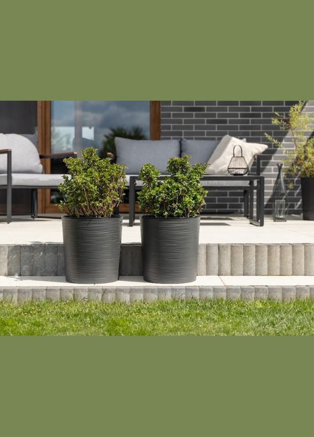 Кашпо 300 ДЛУТО графіт металік, пластик Lamela Мальва (345726190)
