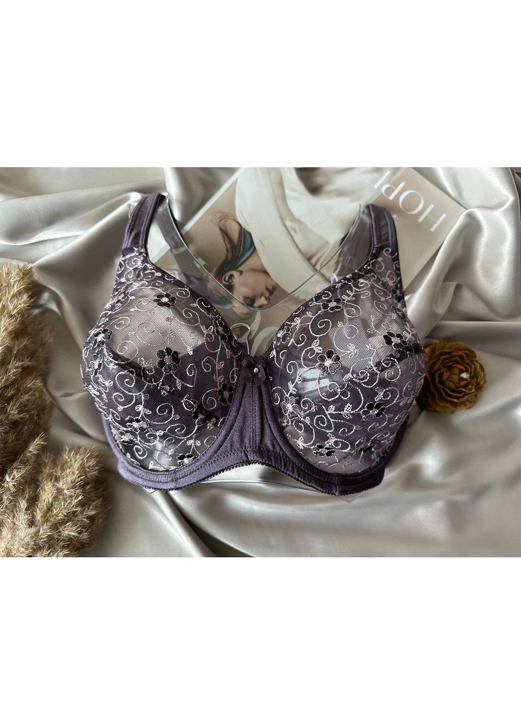 Фиолетовый бюстгальтер большого размера на чашку е, фиолетовый лифчик без поролона Lanny Mode