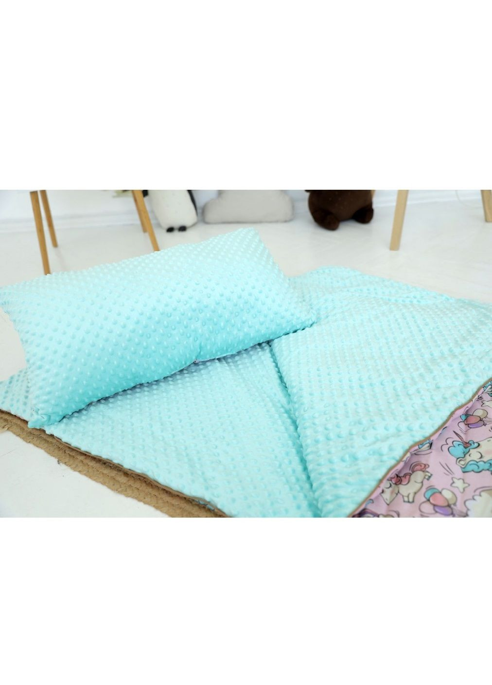 Дитячий спальний мішок на блискавці з подушкою чохлом для зберігання перенесення (479337-Prob) Єдинороги розмір S Unbranded (317275889)