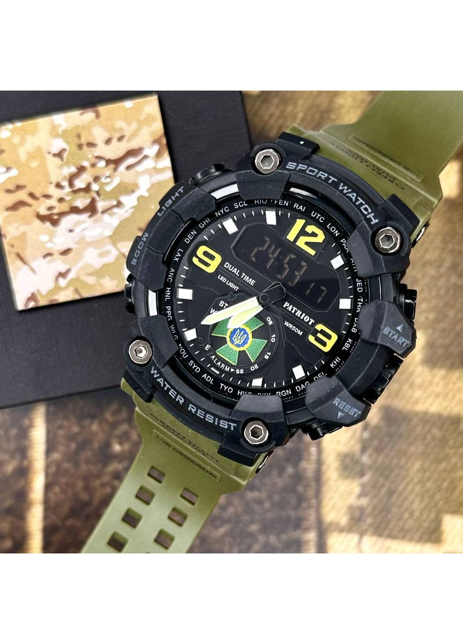 Наручний годинник ДПС спортивний армійський кварцовий з будильником таймером у болотному кольорі ProDobro (367267038)