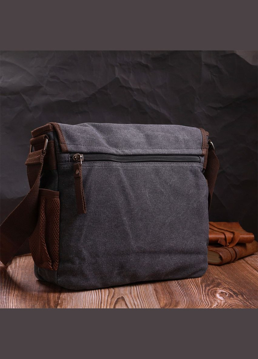 Сумка через плече для ноутбука із щільного текстилю чорна 22200 розмір 35х28х8 см Vintage (362418152)