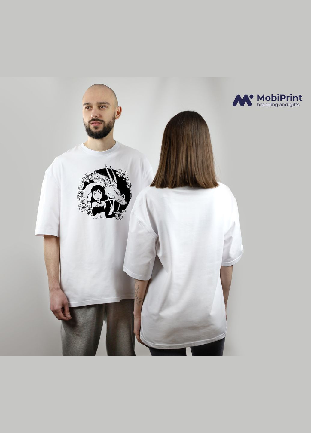 Футболка оверсайз Тихиро Огино Сэн и Хаку Унесённые призраками (Spirited Away) MobiPrint (293944094)