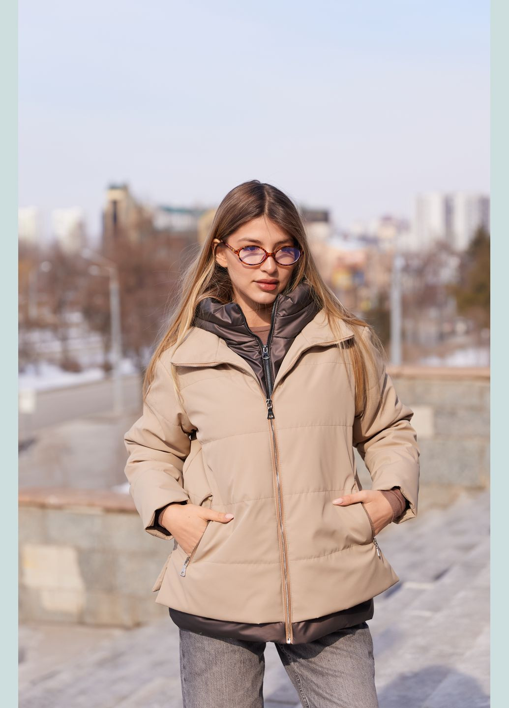 Темно-бежевая демисезонная куртка MN