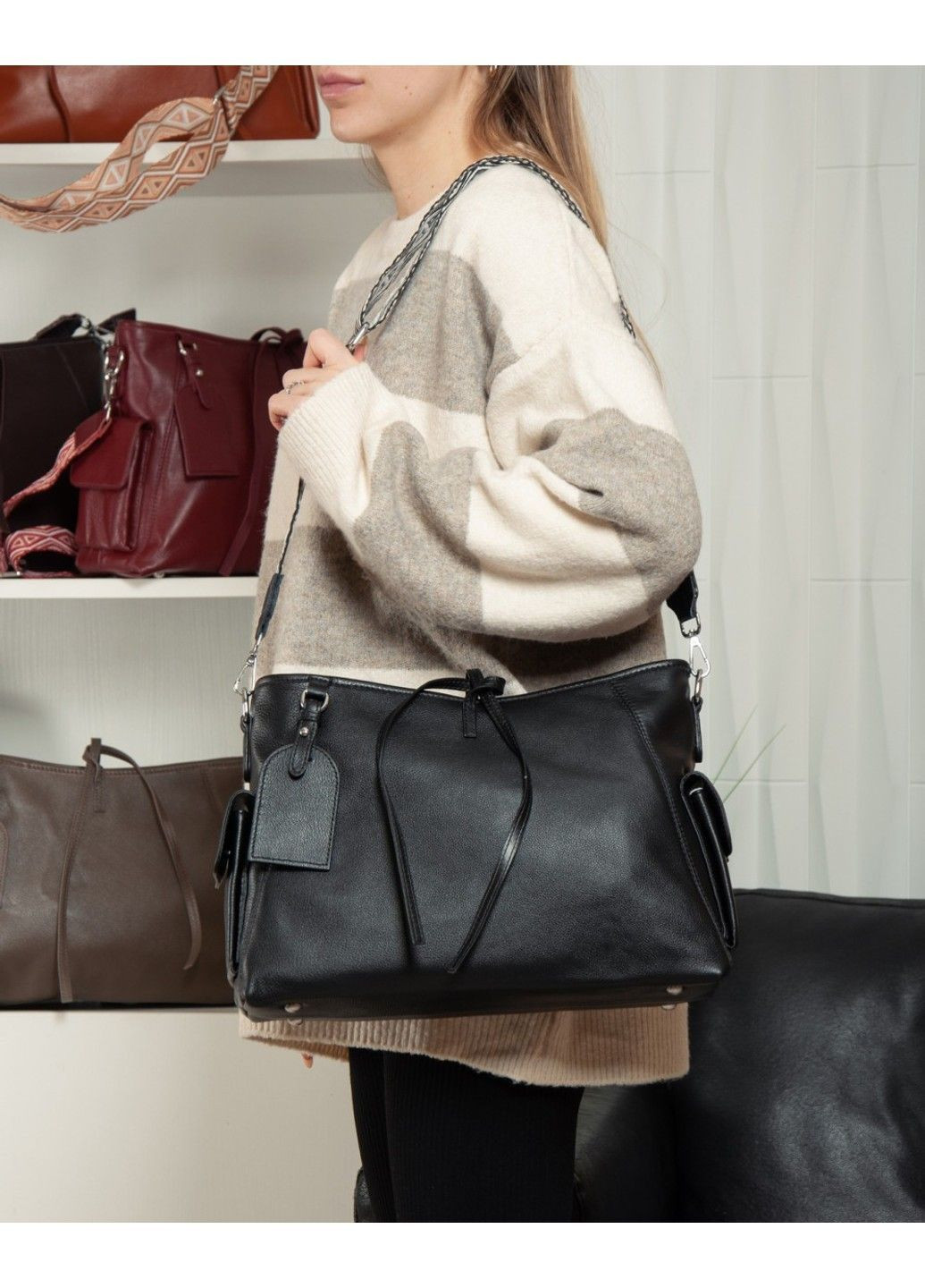 Женская кожаная сумка классическая 91008-9 black Alex Rai (367992171)