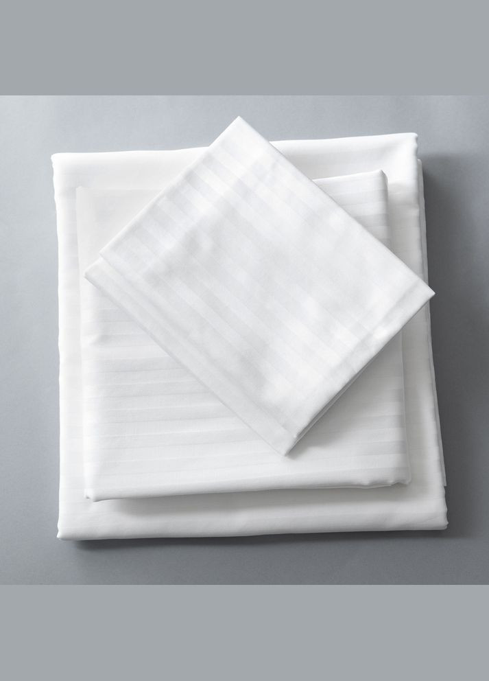 Простирадло полуторне 145х210 см сатин білий в смужку, натуральна тканина бавовна IDEIA (327421816)