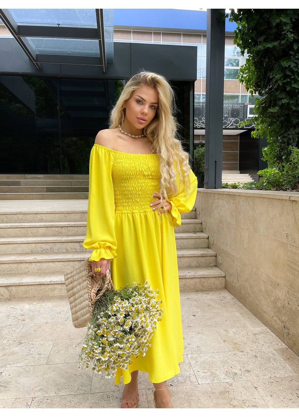 Желтое женское платье креп модель 237 жёлтый Україна