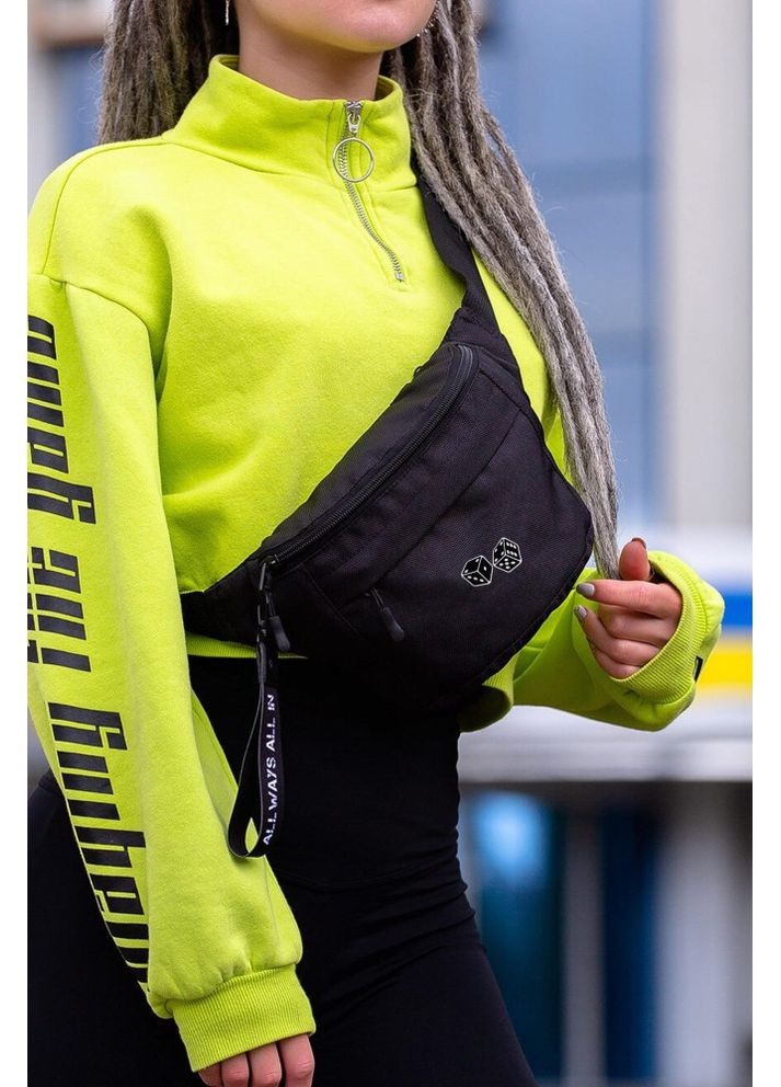 Сумка бананка барсетка через плече з принтом Cube Black Without (353707095)