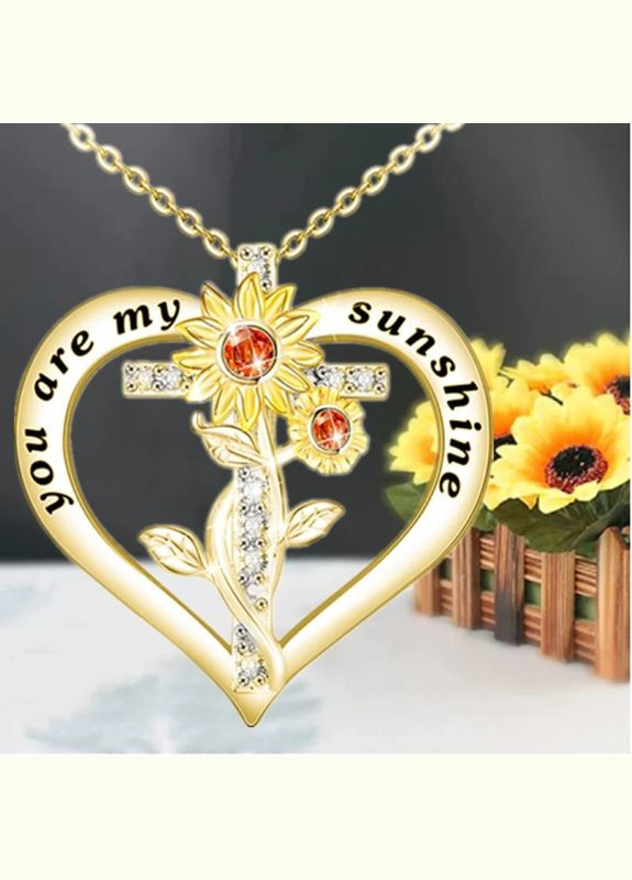 Ланцюжок з кулоном жіночий сріблястий хрестик з соняшниками та білими фіанітами Liresmina Jewelry (290664061)