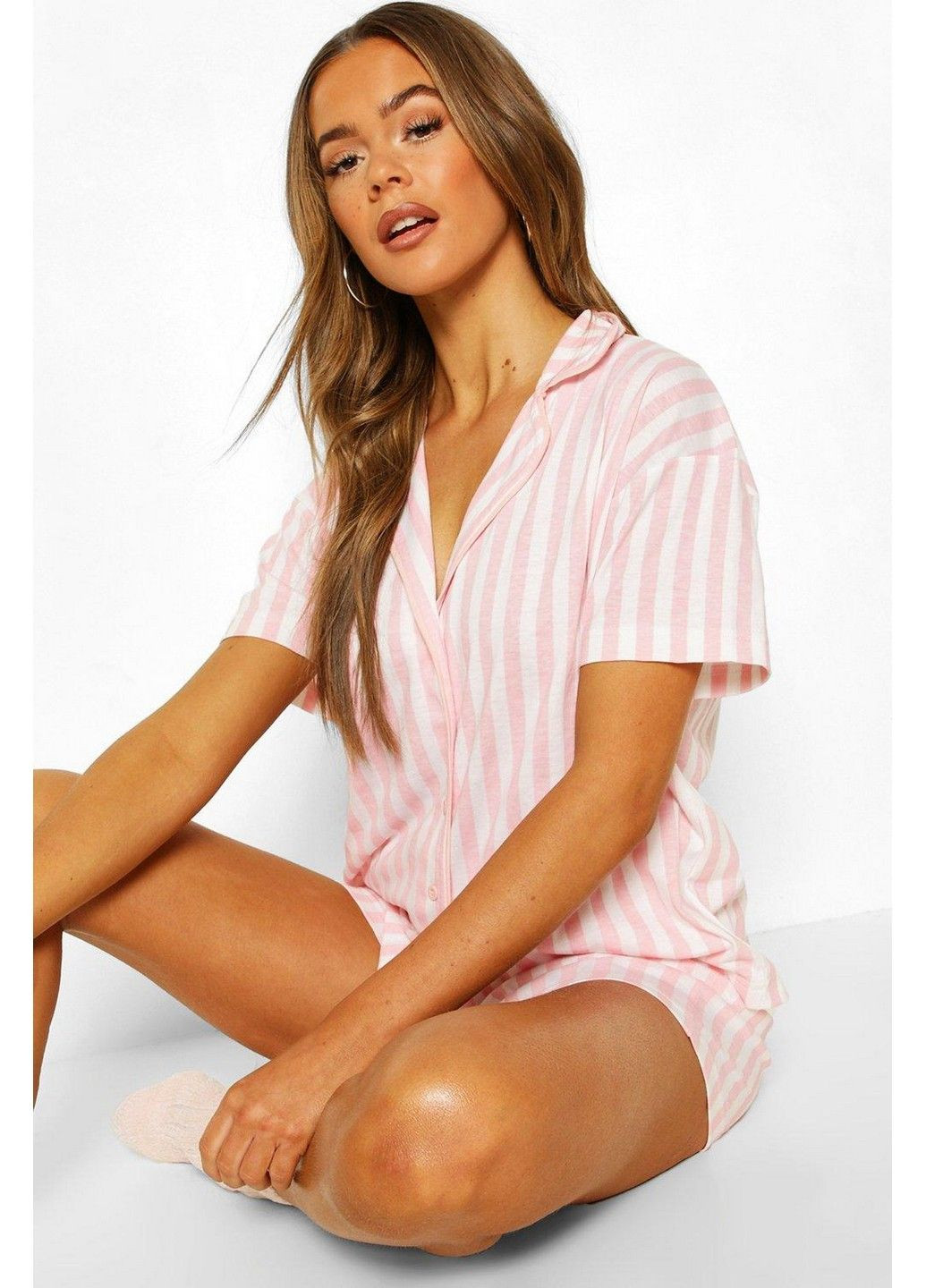 Розовая всесезон пижама (рубашка, шорты) Boohoo