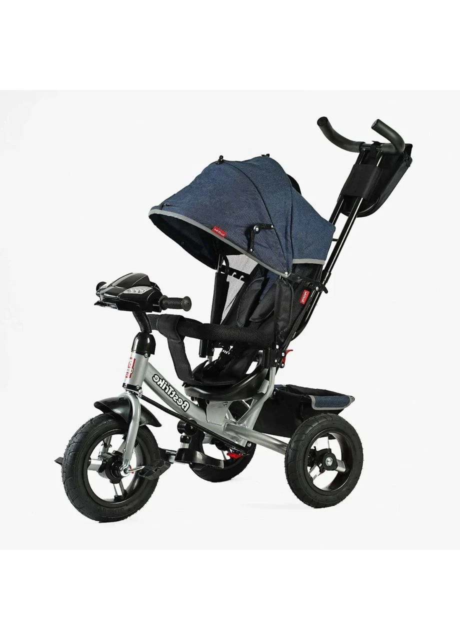 Дитячий триколісний велосипед (надувні колеса, фара з USB-плеєром) Синій Best Trike (382719705)
