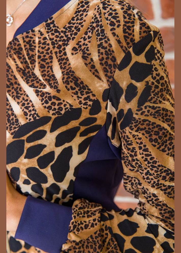 Кофта жіноча на блискавці, синьо-коричневого кольору з принтом, Ager (292130825)
