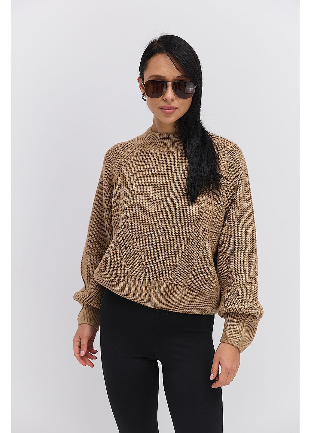 Вязаная женская кофта серая с рукавами-регланами Arjen (370601746)