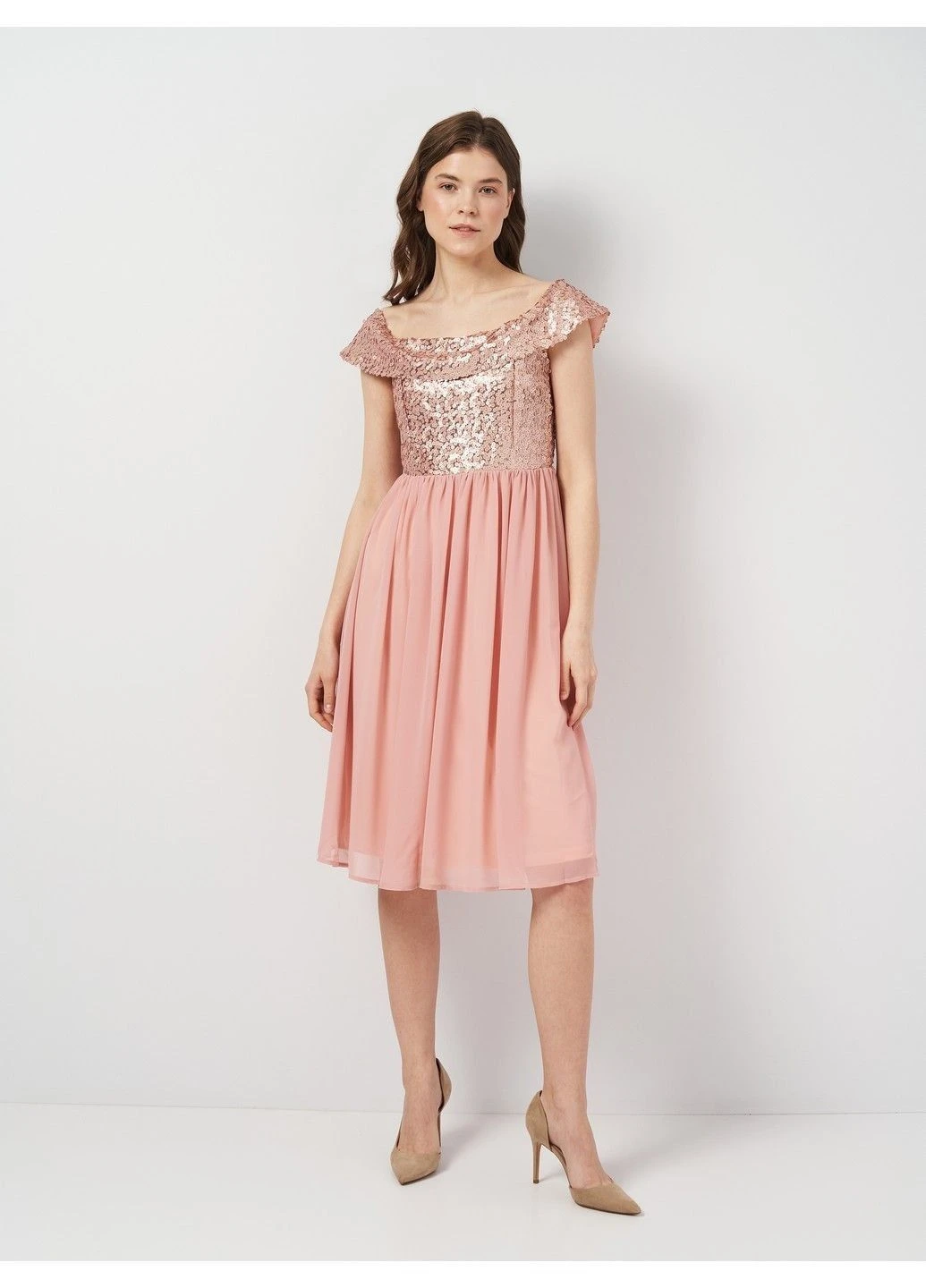 Коралова коктейльна сукня Boohoo однотонна