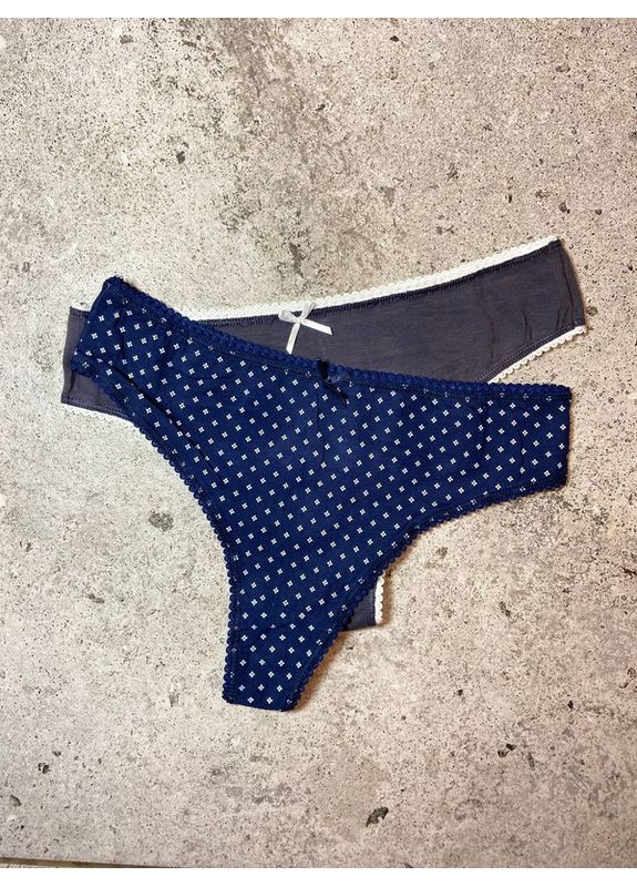 Набір жіночих трусів «Етно мікс» — 5 шт з принтами та бантиками UOKIN Стрінги (370368956)