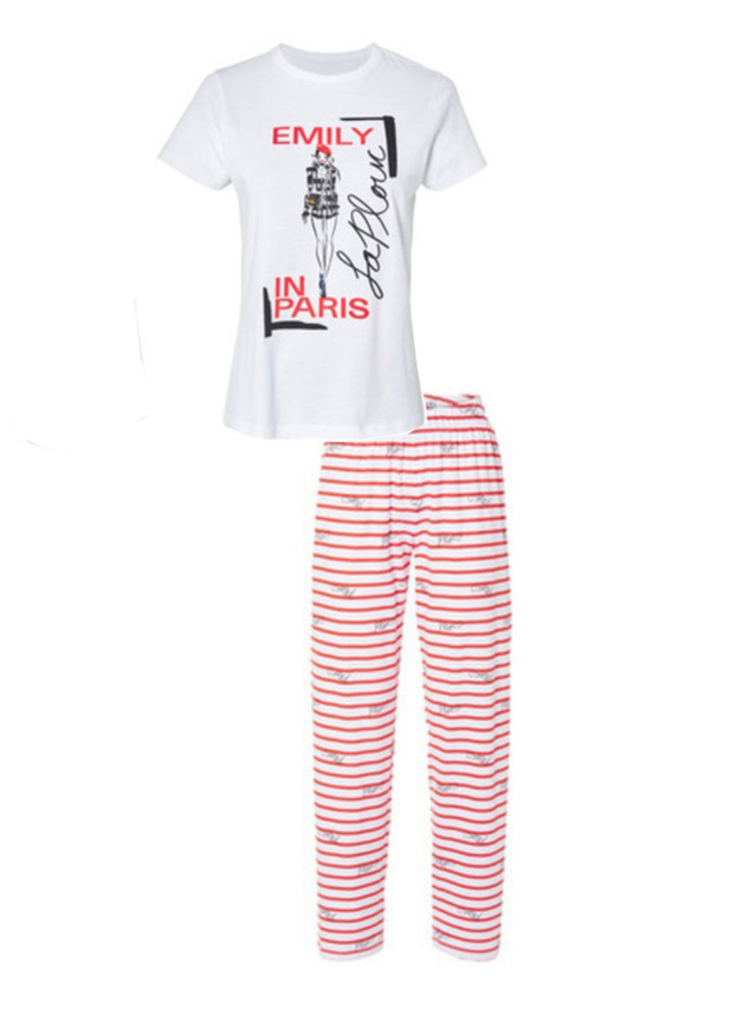 Комбінована всесезон піжама жіноча костюм для дому з принтом серіал емілі в парижі футболка + штани Disney