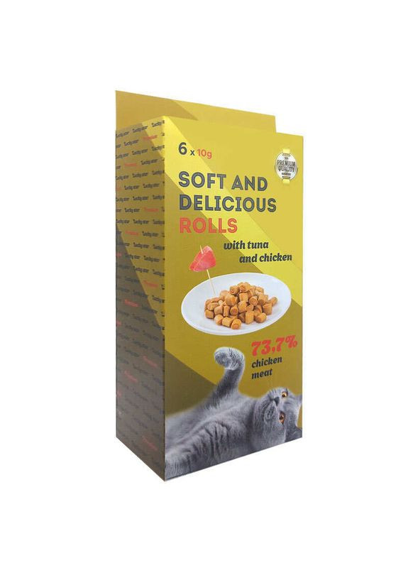 Soft and Delicious Rolls - Лакомства-роллы с тунцом и курицей в стиках для кошек - 60 г Lucky Star (327055284)