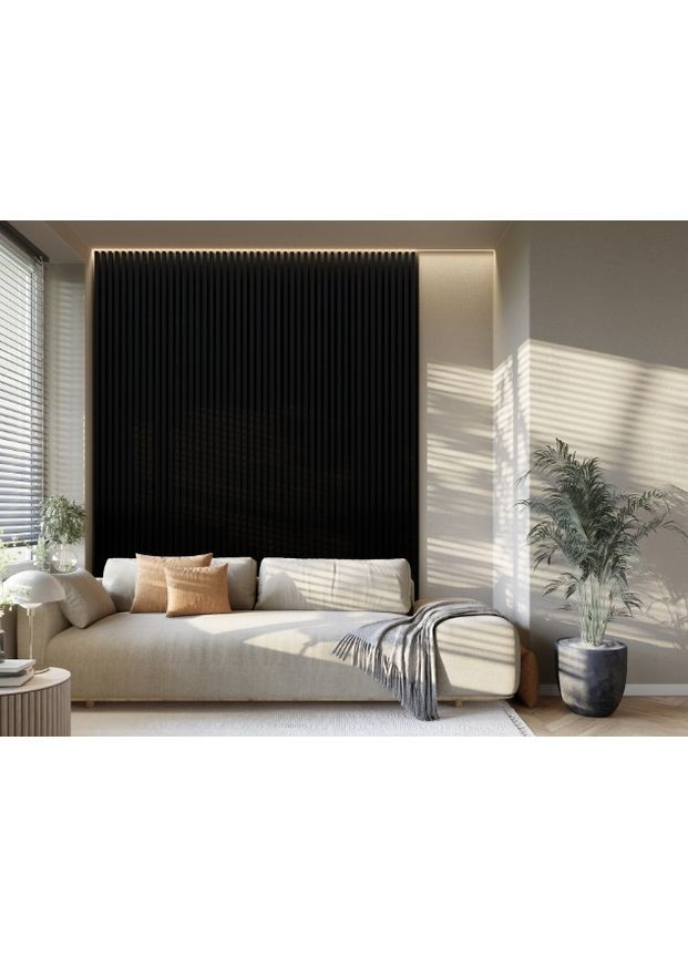 Стінна декоративна рейкова панель Woodline WL 2700х300 мм чорний, чорний матовий (0,81 м²) Marbet (361446943)