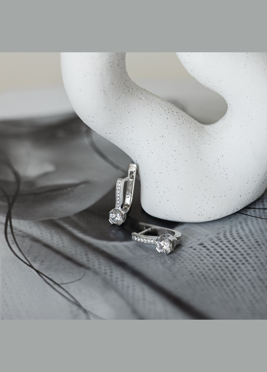 Серебряные серьги с камнями разного размера No Brand (333705406)