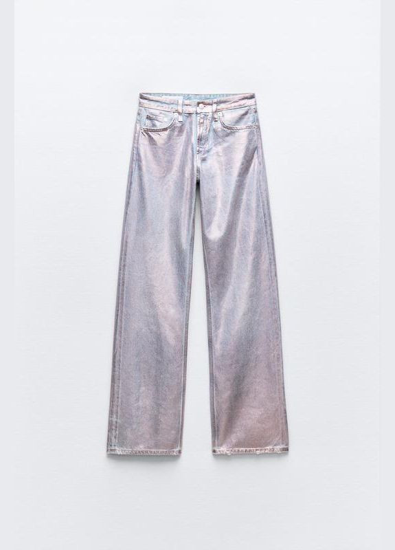 Джинси new wide leg середня посадка з металізованим ефектом Zara - (312550478)