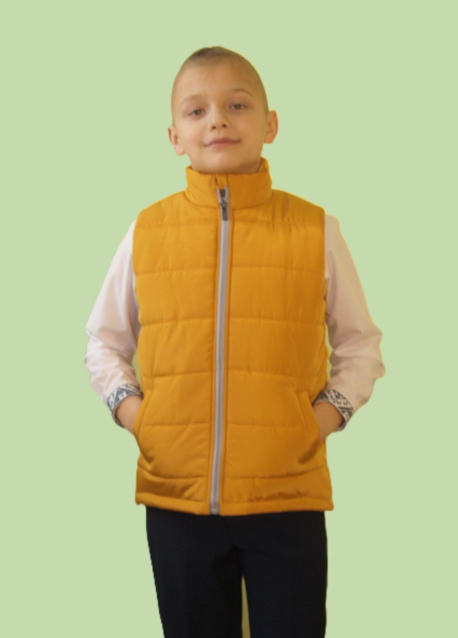 Жилетка дитяча весна/осінь без капюшона 122 розмір із кишенями колір Handmade (326835316)