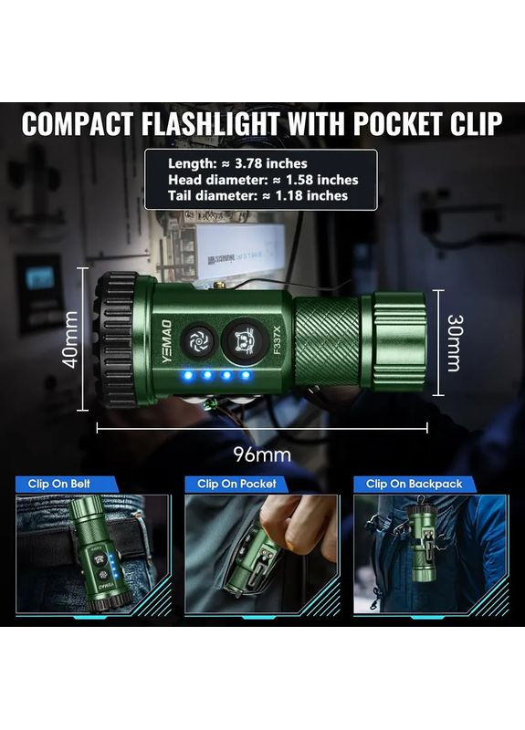 Тактический фонарь YEMAO YM-F337X боковые светодиоды красный, синий, зеленый, ультрафиолетовый 3500 LM Черный No Brand (368904412)