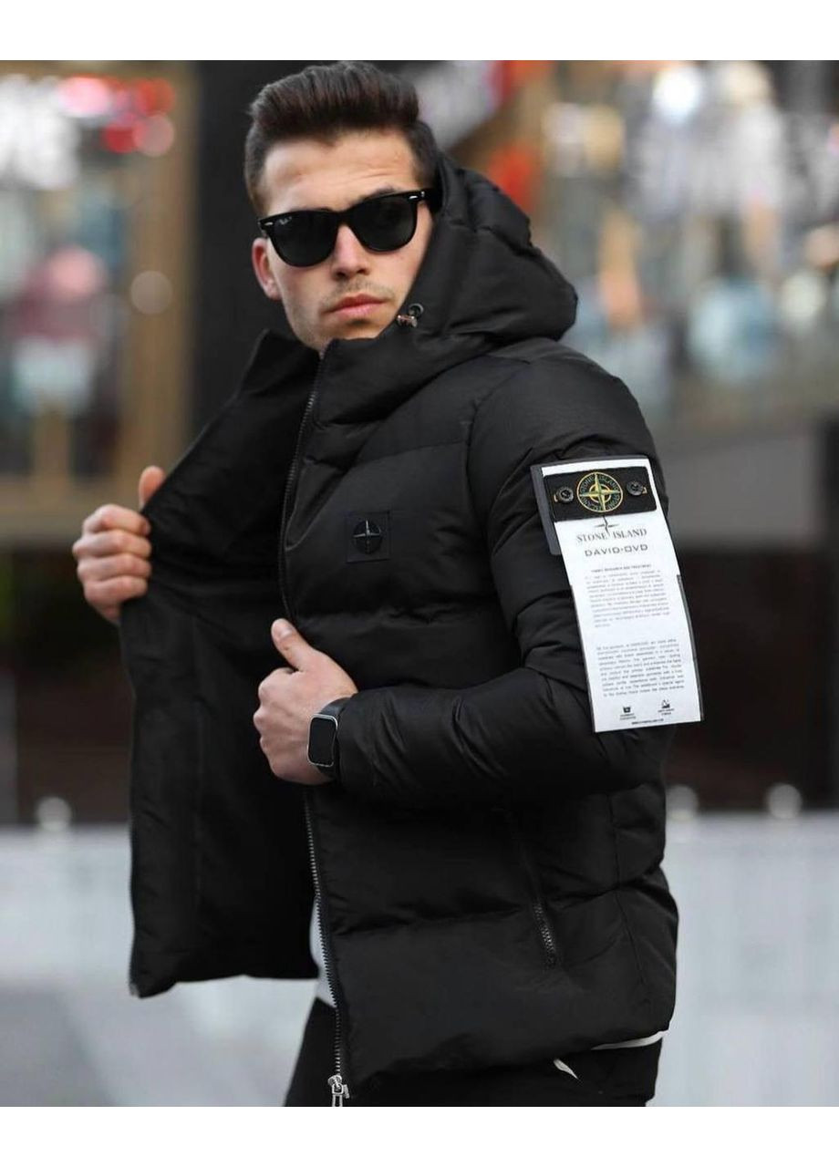 Чорна зимня куртка чоловіча (fx-41) Stone Island