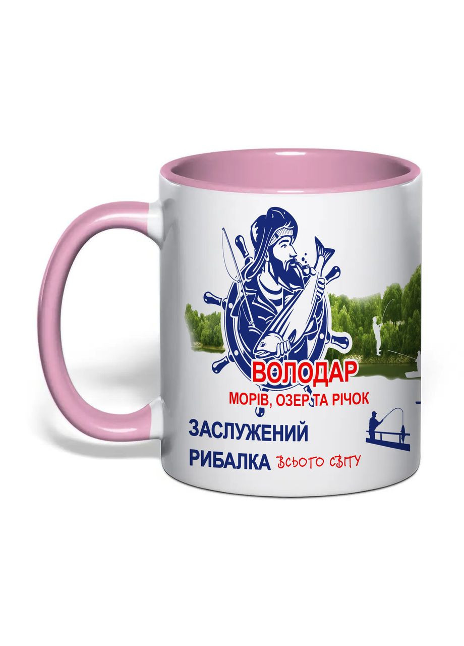 Чашка з друком "Заслужений рибалка" 330 мл (колір рожевий) (33266) No Brand (365814417)