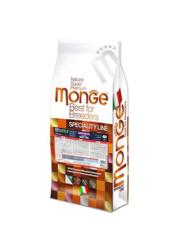BWild Low Grain Wild Deer Adult All Breeds - Низкозерновой сухой корм из мяса оленя для взрослых собак всех пород - 15 кг Monge (336182424)