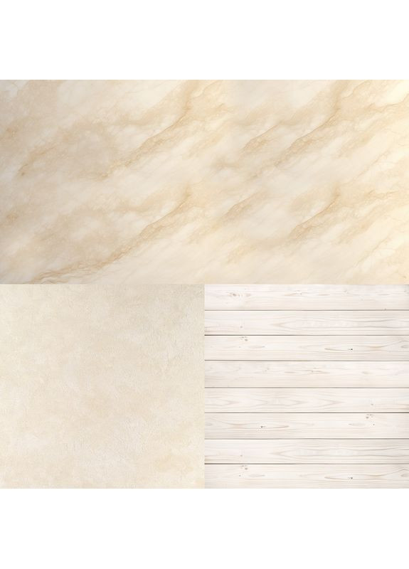 Фон вініловий 3D кутовий, бежева мармурова стіна, кам’яна і біла дерев’яна підлога, 50×50 см, №58490 PhotoVinyl (354365870)