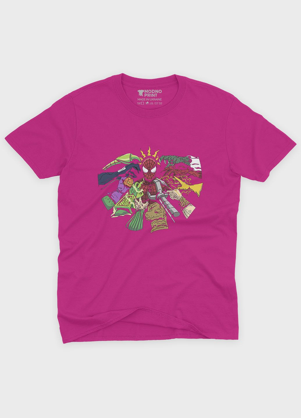Розовая демисезонная футболка для мальчика с принтом супергероя - человек-паук (ts001-1-fuxj-006-014-014-b) Modno