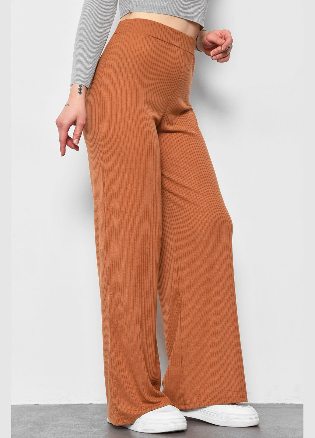 Штани жіночі розкльошені коричневого кольору Let's Shop (289456751)