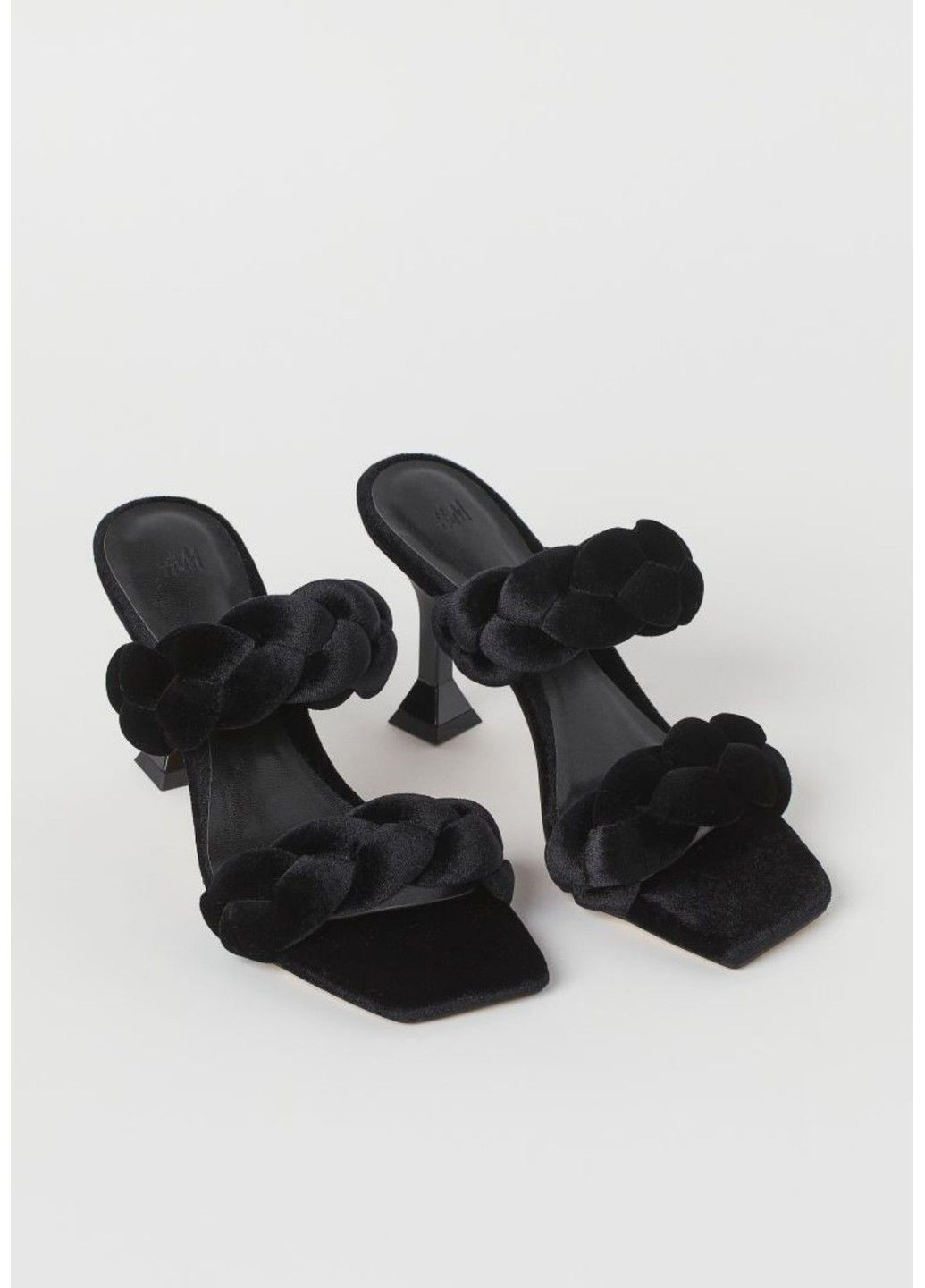 Черные женские велюровые босоножки на каблуке н&м (80004) 36 черные H&M