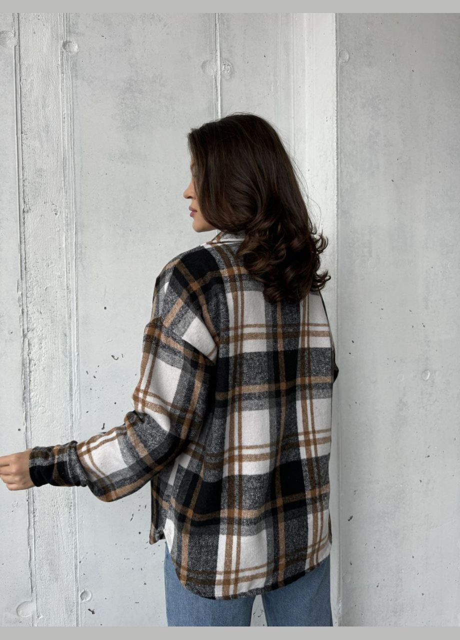 Коричневая кэжуал рубашка в клетку Elanzh с длинным рукавом