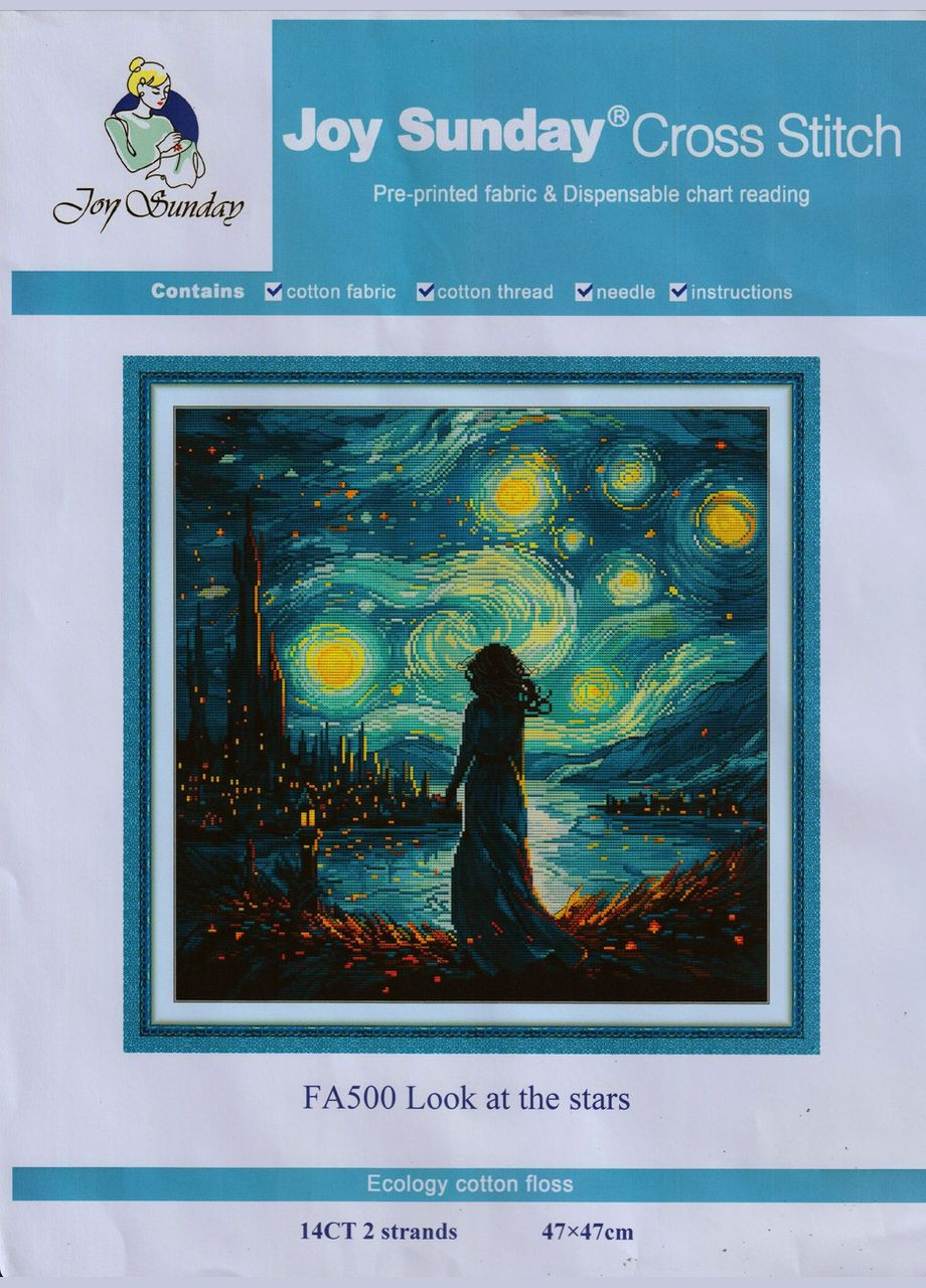 Набор для вышивания по нанесённой на канву схеме "Look at the stars".AIDA 14CT printed, 47*47 см Joy Sunday (313613524)