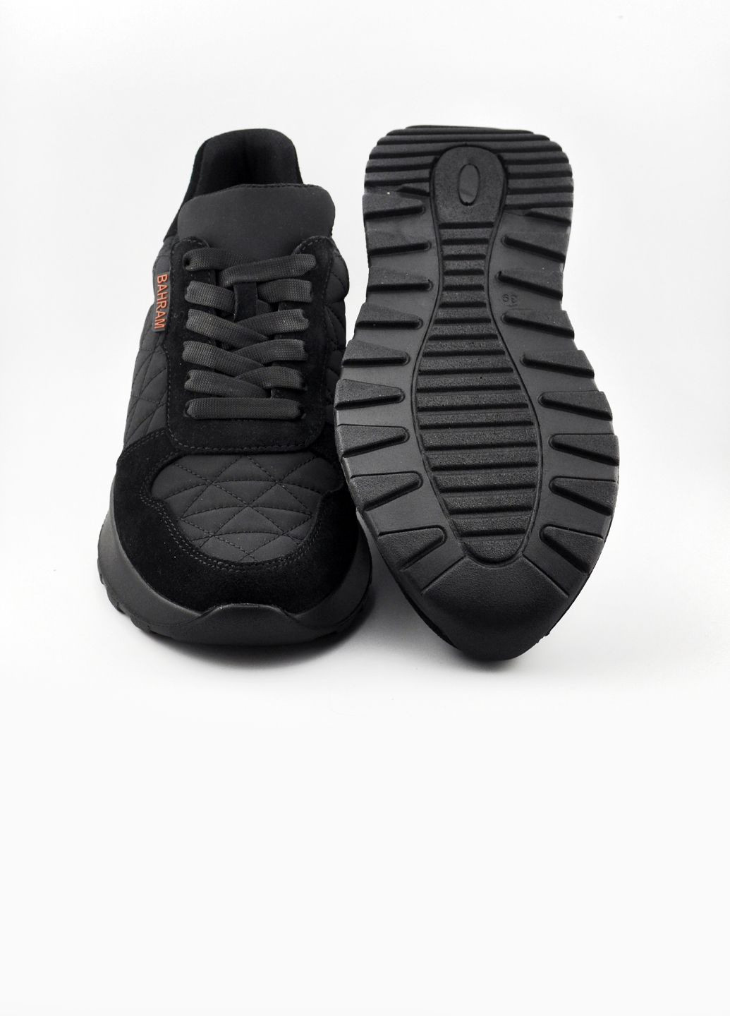 Чорні всесезон чоловічі кросівки шкіряні, чорні, велюр + сітка 3d (0105) Bahram