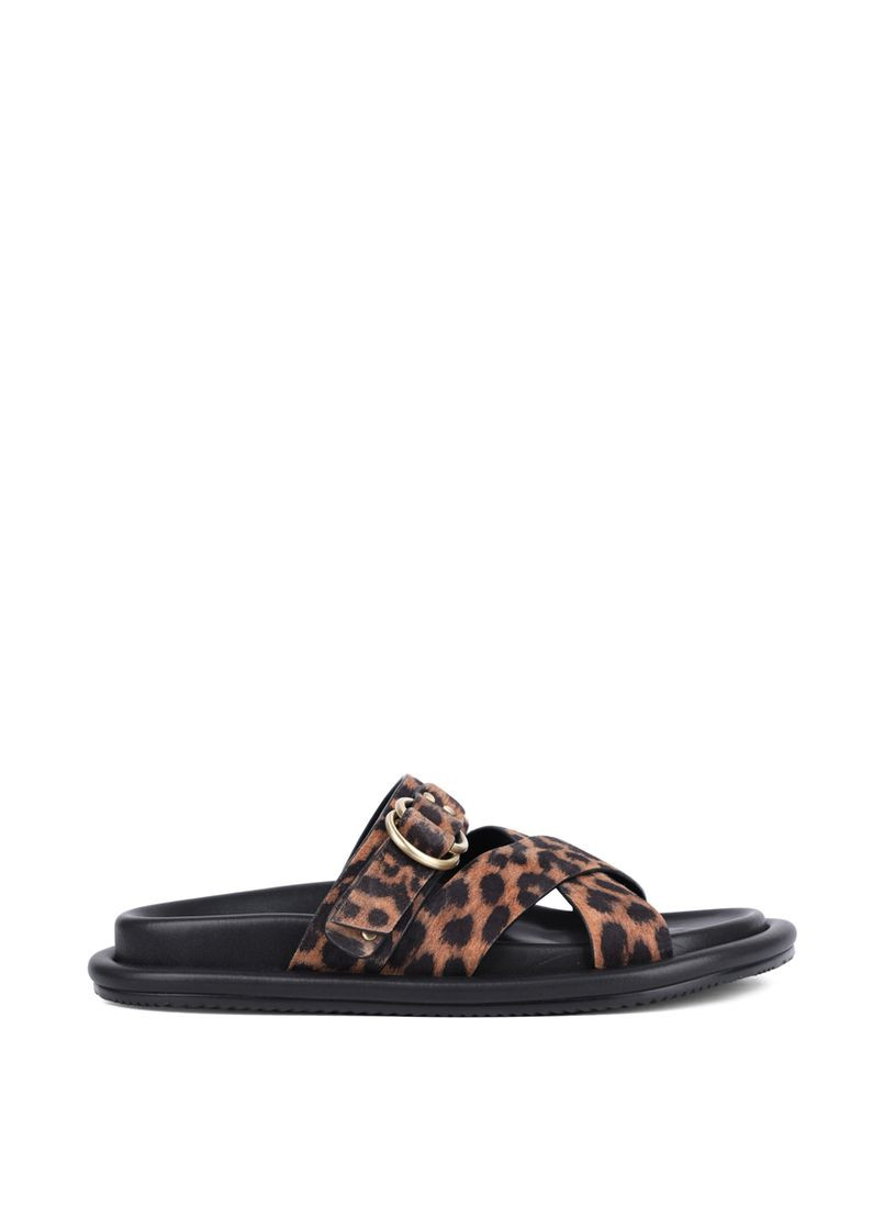 Цветные женские шлепанцы 202-24111-5 леопардовый велюр MIRATON