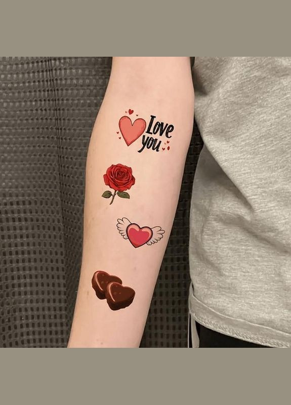 Набір тимчасових тату "Любов № 2" Love-tattoo-mini-set-2-10, 12 х 7 см 10 шт No Brand (330609547)