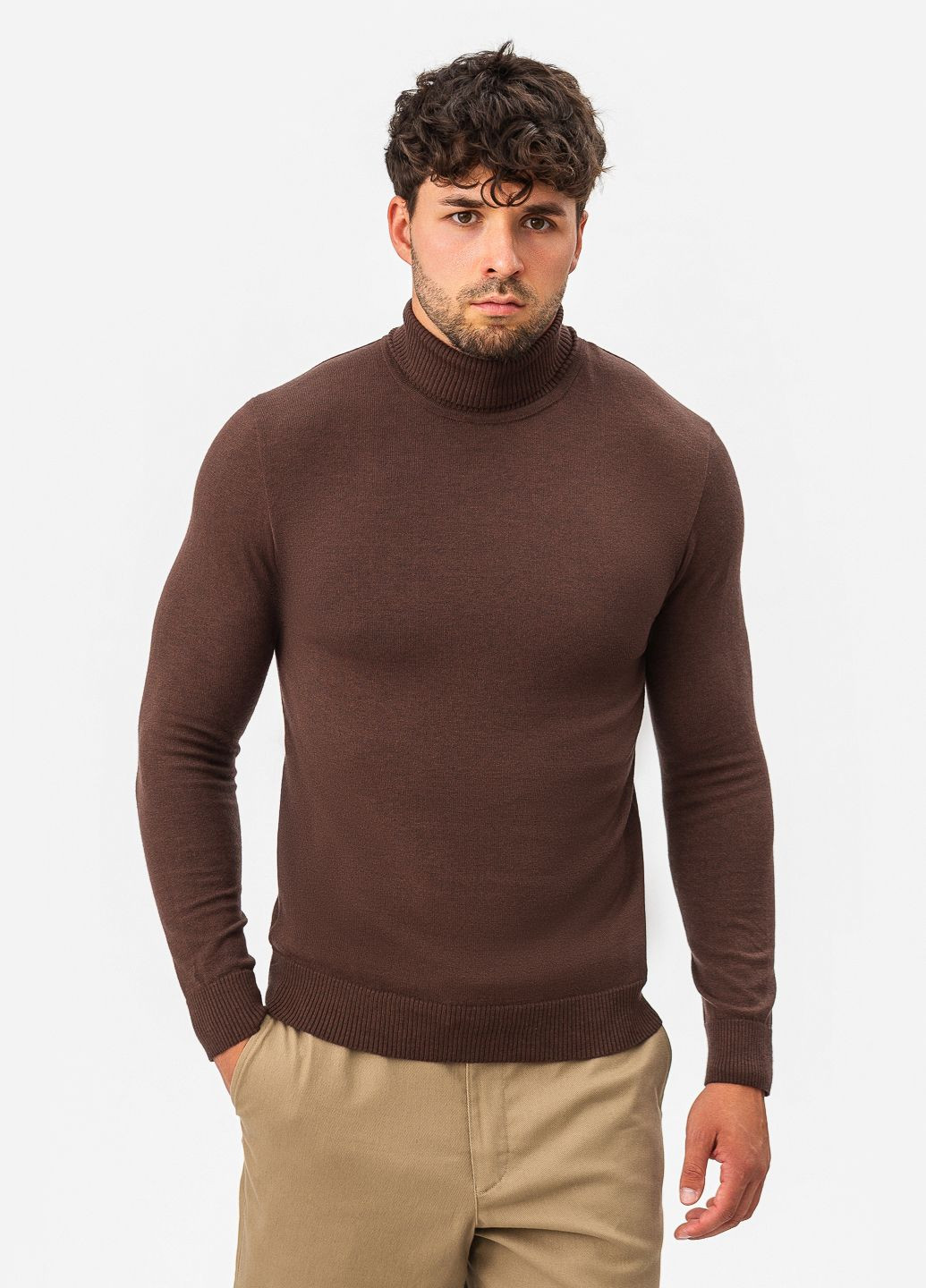Коричневий чоловіча водолазка з м'якої італійської пряжі SVTR