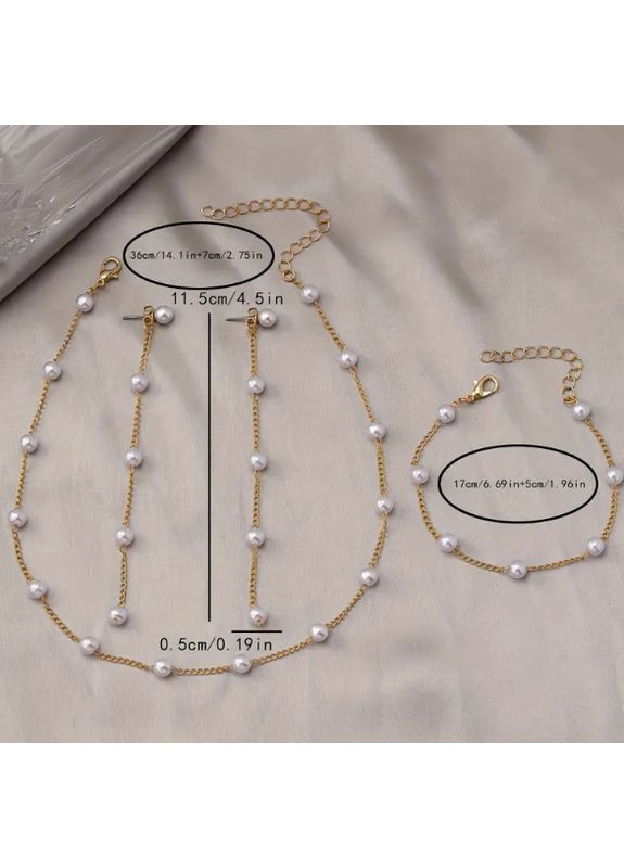 Комплект чокер, браслет и сережки бусины ( имитация жемчужин) No Brand (353968758)