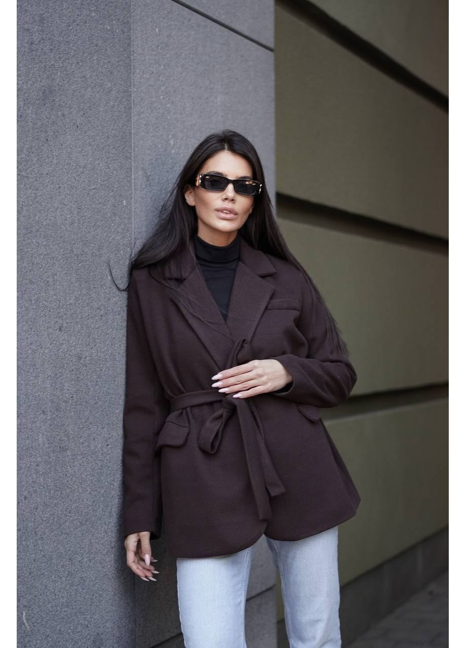 Коричневое демисезонное Пальто-пиджак из кашемира Adelante