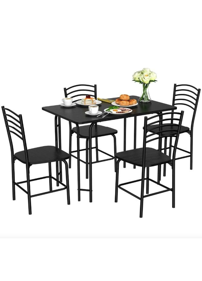 Комплект мебели Katarina стол и 4 стула черный Costway (361952912)