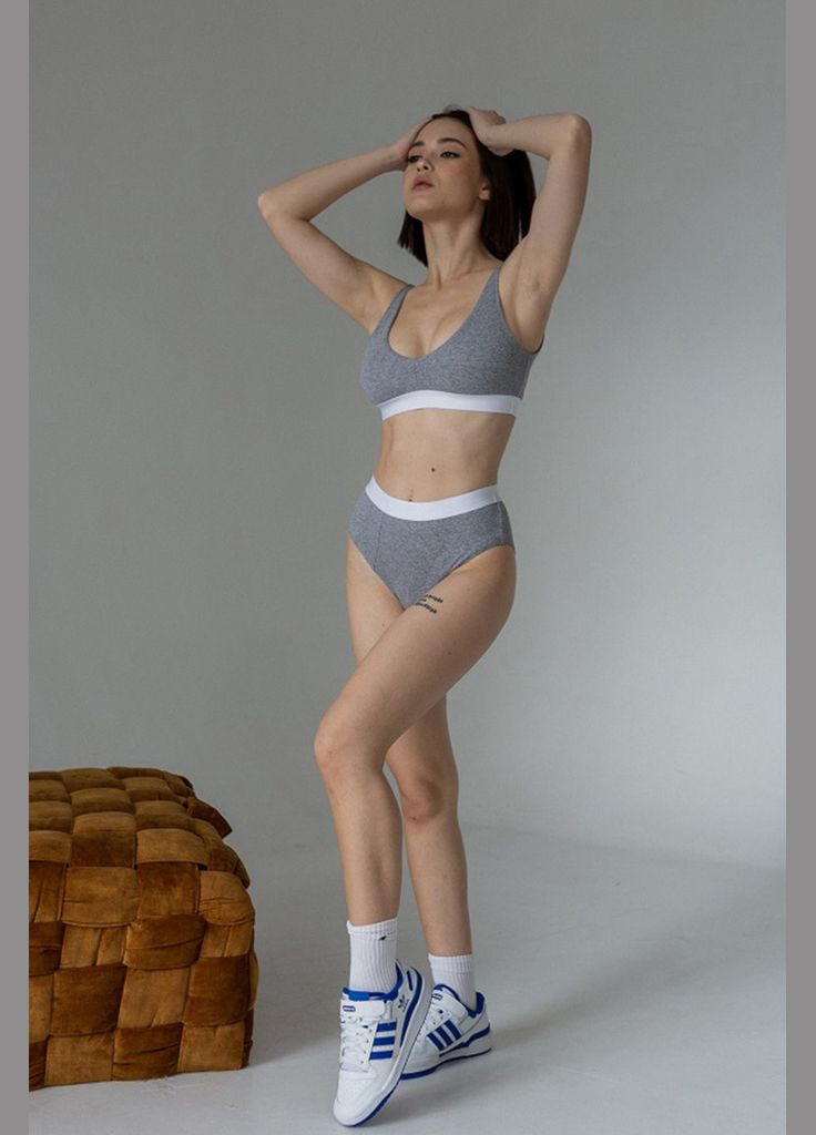 Серый женский серый бюстгальтер в рубчик (кашкорс) (171b-2gr) Kari Shop Atelier без косточек