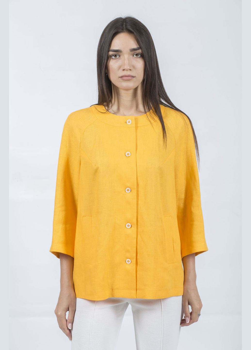 Желтый женский женский пиджак (, ), 27408 Stella Polare однотонный - летний