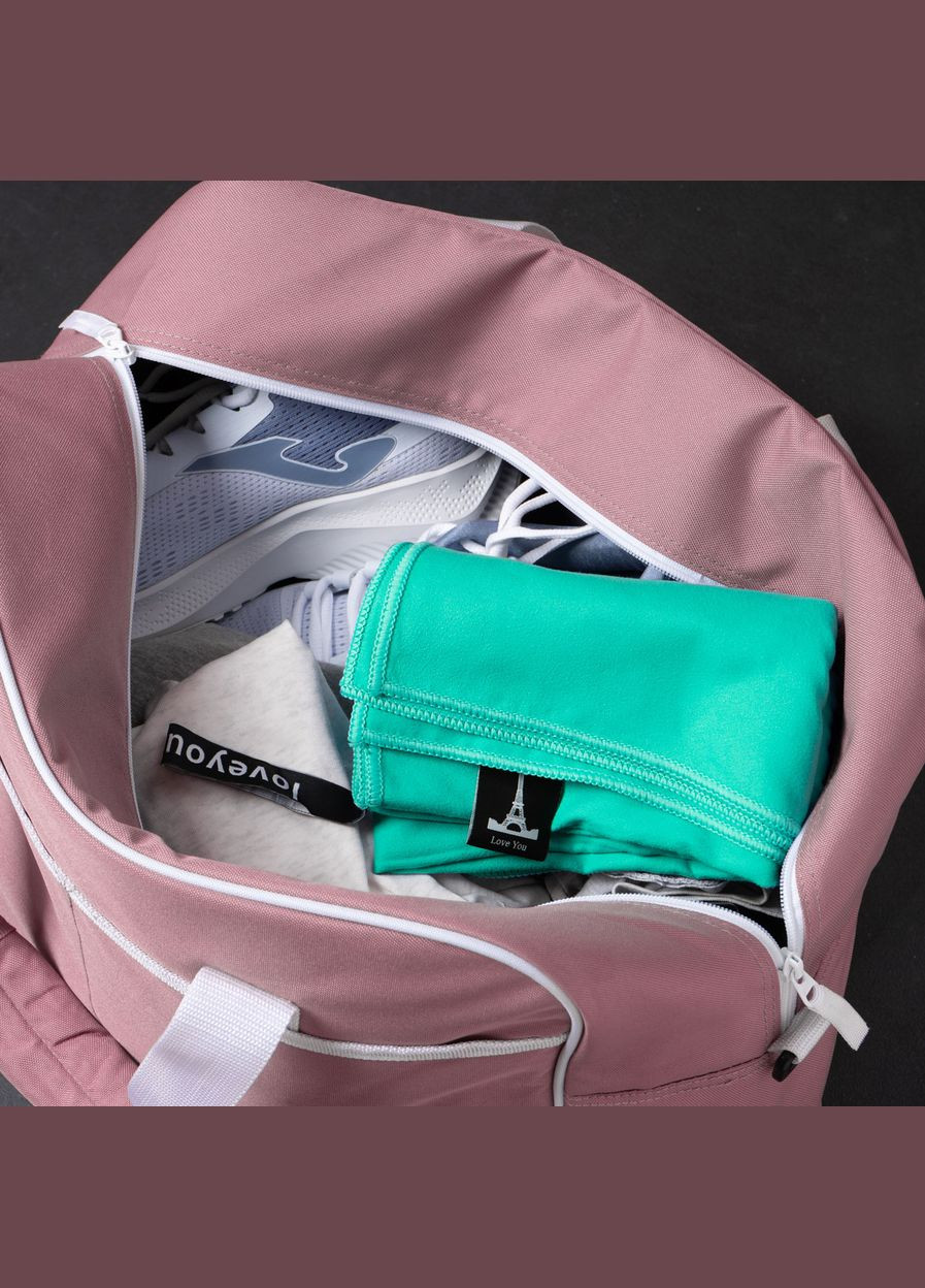 Набір спортивних рушників 2 шт з мікрофібри 50х90 + 70х140 Тіфані Love You блакитний